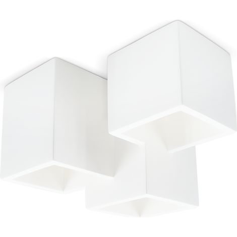 Aplique de pared en yeso pintable 3 Plafones Cuadrados GU10 Attack (1/5)