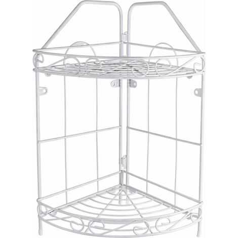 Scaffale Angolare 2 Mensole Portaoggetti Per Bagno e Doccia Sapone Shampo 52527