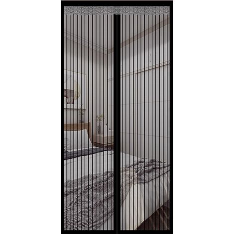 Moustiquaire Porte - 80 x 200 cm - Magnétique Auto-fermante - Pour Portes Françaises et Intérieures - Noir - 1 Pièce