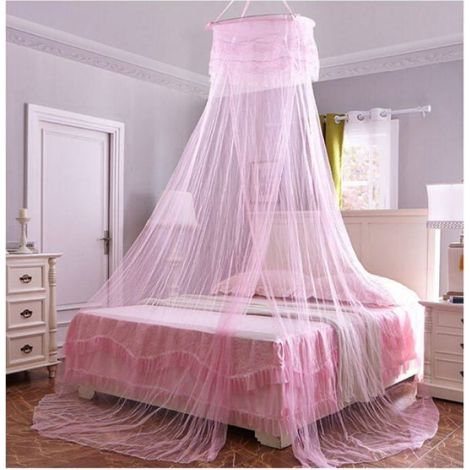 Ciel de lit Moustiquaire, Princesse Ciel de lit pour Fille Décor de Chambre, Rose/monoporte (1/3)