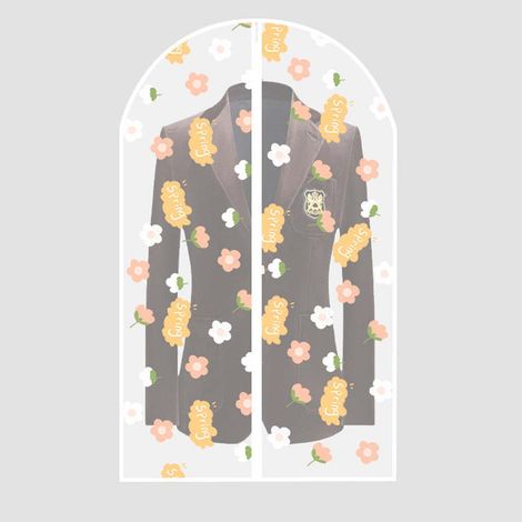 Set di abbigliamento da 2 pezzi, 60x140 cm, copertura in tessuto antipolvere con cerniera, borsa antitarme, traslucida, antiacaro, per riporre l'armadio, copertura protettiva da viaggio (fiori rosa co (1/5)