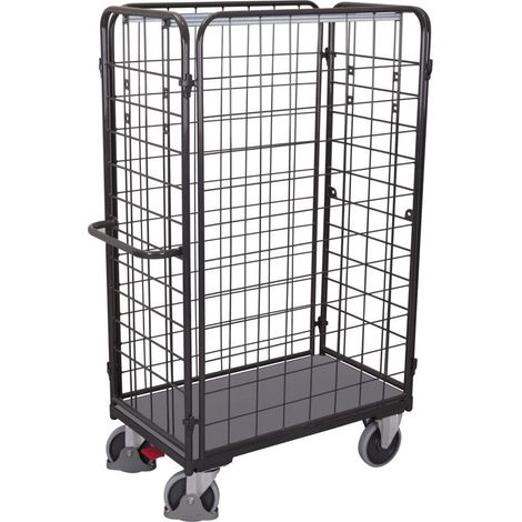VARIOfit Paket-Vierwandwagen, hoch, seitlich vergittert Ladefläche 1000x700mm Anthrazitgrau RAL 7016