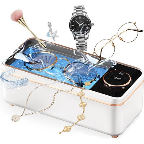 Nettoyeur Ultrasons 50kHz Grande Capacité, Ultrasonic Cleaner Portable avec Cuve Inox, Écran Numérique 6 Modes de Minuterie, Port Type-C, Bac à Ultrason pour Lunettes Bijoux Montres Dentiers (1/5)