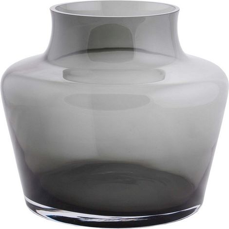 Vase Décoratif Rond en Verre Soufflé Bouche pour Fleurs Gris Fumé Ø 22,5 x H 22 cm - PANGIVO (1/4)