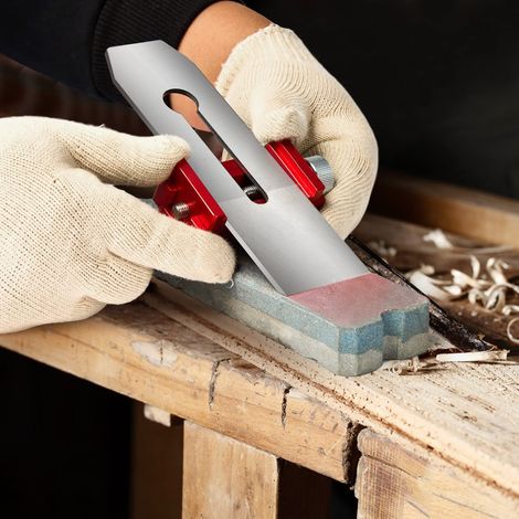 Smerigliatrice angolare regolabile in alluminio, punta per trapano per legno, dima per affilatura, regolazione della larghezza, bordi smussati, staffa di montaggio per scalpello da legno (1/5)