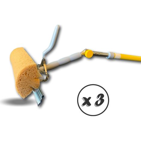 Lave vitre articulé Nettoyage vitres véranda baie vitrée Manche téléscopique - Quantité x 3 - Lave-vitre complet