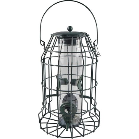 Silo mangeoire à Oiseaux avec Protection Contre Les prédateurs - Mangeoire pour Oiseaux à Suspendre - Silo, Anthracite (1/5)