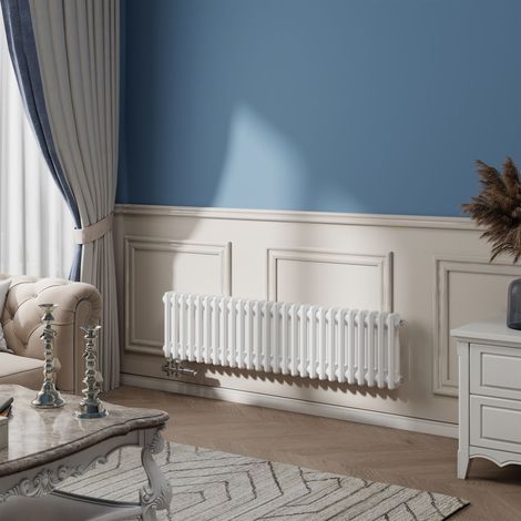 AICA Traditioneller Heizkörper 300x1190mm 2Säulen Weiß GusseisenStil 791W (1/5)