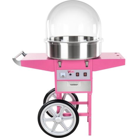 Machine à barbe à papa professionnelle diamètre 52 cm avec chariot et coupole de protection