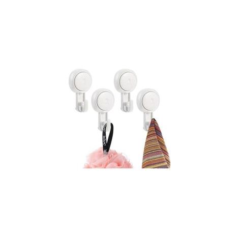 Lot de 4 Crochet plastique ventouse mural charge 5KG sans perage,rutilisable rotation 360 porte serviette douche torchon plaque couronne sur cuisine,salle de bain(Blanc) (1/4)