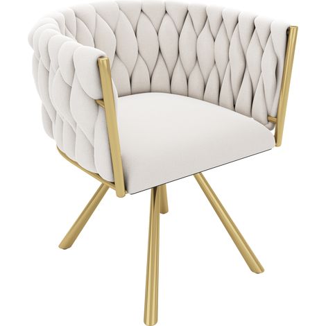 Set di 4 sedie da pranzo girevoli in velluto beige con gambe in metallo dorato MODENUIT (1/5)