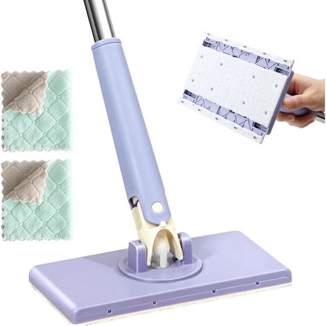 Mini balai à franges automatique, balai multifonction mains libres à 360°, compatible avec les serviettes de toilette, pour nettoyer les sols, les placards, les miroirs et les murs. (1/5)