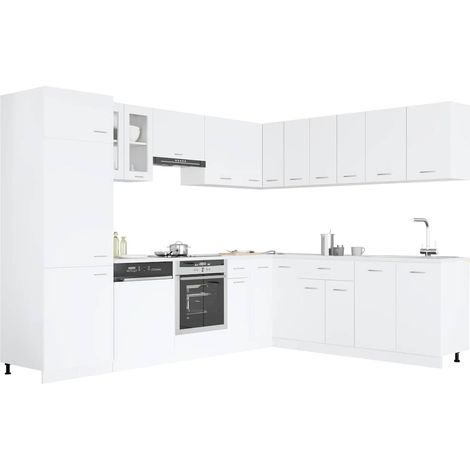 Maison Exclusive - Set Armadi da Cucina 14 pz Lyon Bianco in Truciolato (1/5)