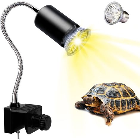 Lampe Chauffante Tortue UVA UVB 3.0 avec Support Clip Orientable 360° et Ampoule 50W E27 pour Réptiles Amphibiens Lézards Serpent Aquariums (1/5)