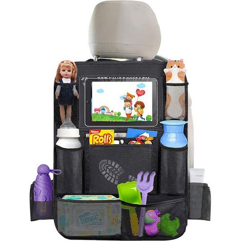 Organisateur De Siege Arriere Automobile - 8 Compartiments - Porte-Tablette Tactile Transparent 8 Pouces - Protection Siege Antisalissure - 1 Piece (1/5)