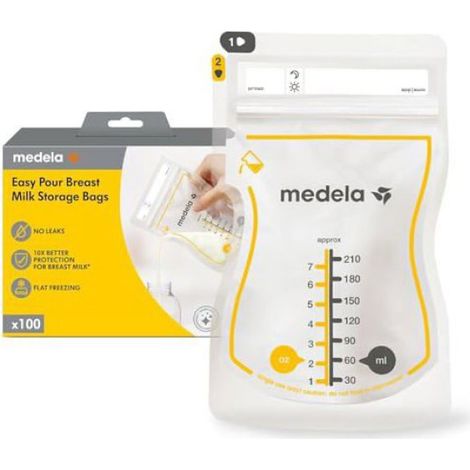 Sachets de Conservation Lait Maternel - Medela - Easy Pour - Anti-Fuite - Sans BPA - Lot de 100 (1/5)