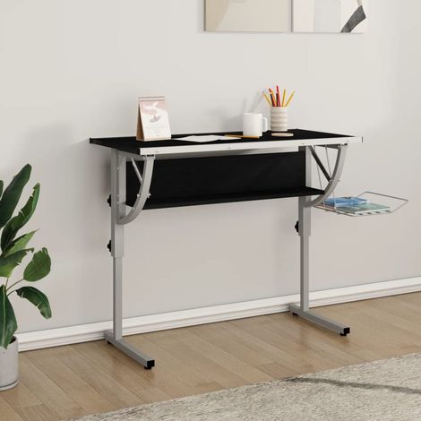 Craft Desk Black&Grey 110x53x(58-87) cm Engineered Wood&Steel vidaXL (1/5)
