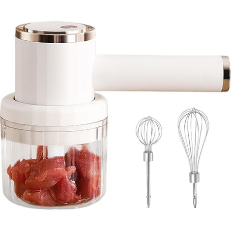 Hachoir à Ail Mini Hachoir Électrique 300 ml Rechargeable USB  Écraseur d'Ail Électrique Pour Cuisine Maison Viande Poulet Légumes Oignon Gingembre Piment Purée de Fruits et Noix (1/5)