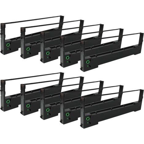 vhbw 10x Ribbon Cartridge compatible with Tally Genicom T 2145, T 2140, T 2245, T 2150 Dot Matrix, Receipt Printer - Black Ink Ribbon