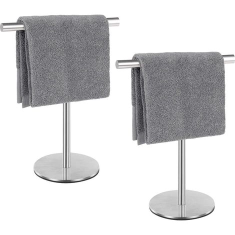 Minimalistischer T-förmiger Handtuchhalter mit mattschwarzer Oberfläche aus Edelstahl SUS304 für Badezimmer- oder Küchenarbeitsplatten.