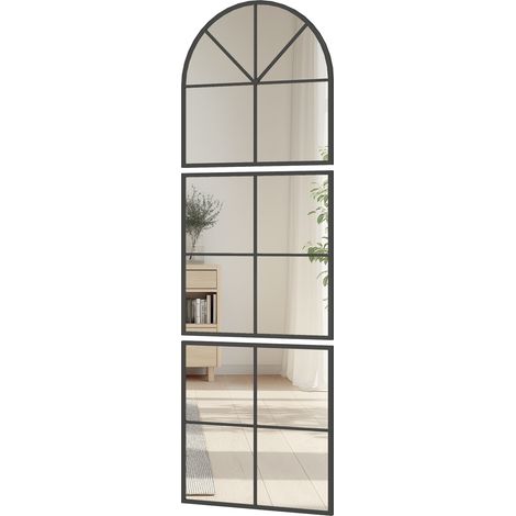 Miroir atelier triptyque 60x180 cm style verrière LUCENZO noir (1/5)