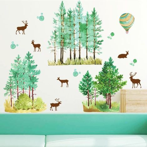 Stickers muraux Forêt de rennes pour salon, à coller derrière la télé (1/5)