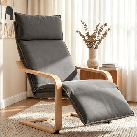 Sillón mecedora 90x67x105 cm poliéster gris oscuro con reposapiés - CHICFURN (1/5)