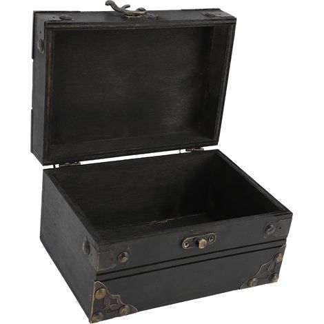 Coffret à bijoux rétro en bois, boîte de rangement pour trésors, organisateur, coffret à bibelots pour filles, petites amies et femmes, gris vintage (1/5)
