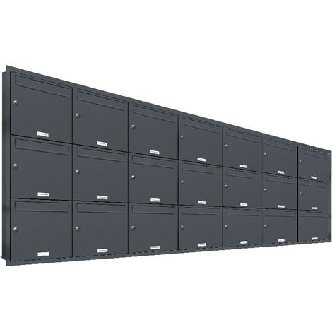 21er Briefkasten Anlage Unterputz Montage RAL 7016 Anthrazit (1/5)