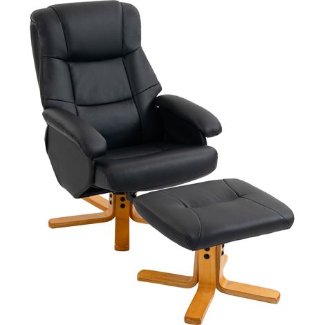 Fauteuil relax avec repose-pied - HOMCOM - inclinable, pivotant 360°, fonction bascule - PU - 68 x 85 x 94 cm - noir (1/5)