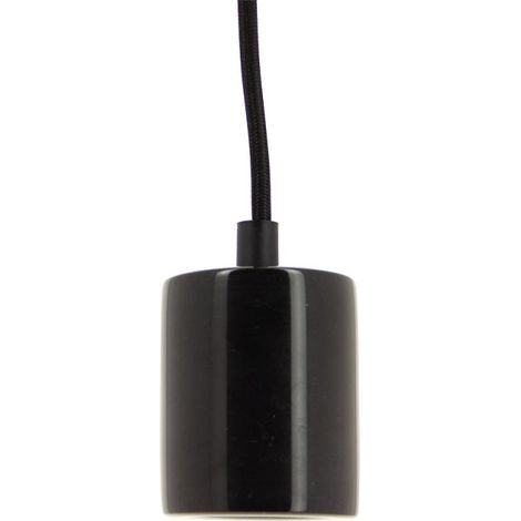 Xanlite – Suspension en marbre noir culot E27 – Monture en fer – Câble en coton tressé – Longueur 120 cm – Tension 230V AC – SDM01EB (1/5)