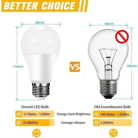 Ampoule LED - E27 - 12 W - 6000 K - 1400 Lm - Non Dimmable - 220-240 V - A60 - Lot De 6 (1/4)