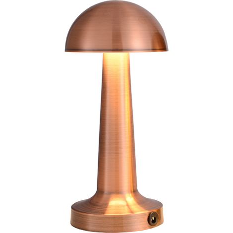 Lampe de table tactile, lampe de bureau sans fil en forme de champignon avec 3 luminosités, lampe de chevet rechargeable pour chambre à coucher, bureau, restaurant, lecture (bronze)