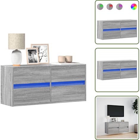 Meuble TV mural avec lumières LED sonoma gris 100x31x45 cm - Meuble TV Mural - Meubles TV Muraux - Meuble TV Suspendu Au Mur - Meuble TV Flottant (1/5)