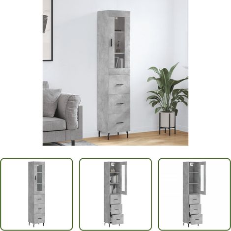 Holzwerkstoff -  Highboard Betongrau 34,5x34x180 cm Holzwerkstoff (1/5)