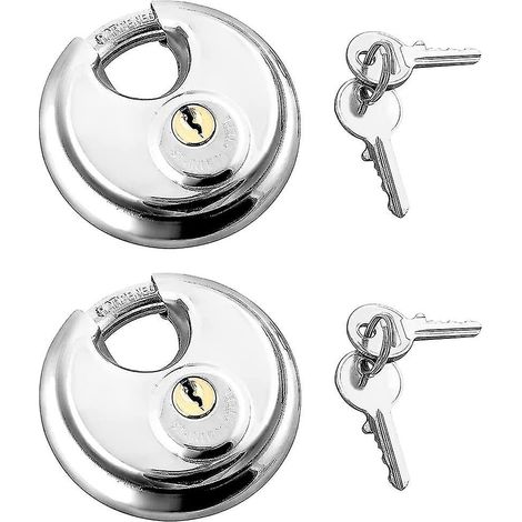 Cadenas à disque rond, cadenas à clé robustes pour extérieur avec clés (1/5)