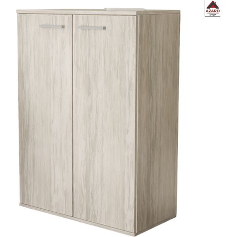 KIT MOBILE 2 ANTE CM. 68X95X34 BIANCO VENANTO ROVERE GRIGIO CEMENTO (1/5)