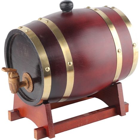 3-Liter-Weinfass aus Kiefernholz im Vintage-Stil, Brauzubehör, Heimbrauausrüstung, Dunkelbraun, 3 Liter (1/5)