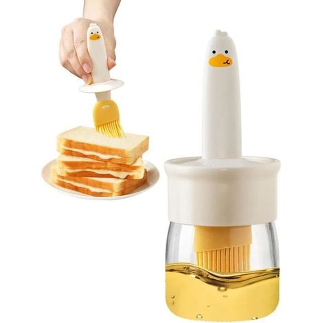 Distributeur d\'huile d\'olive avec pinceau - Réservoir d\'huile avec brosse, pinceau à huile de cuisine pour un rangement pratique (1/4)