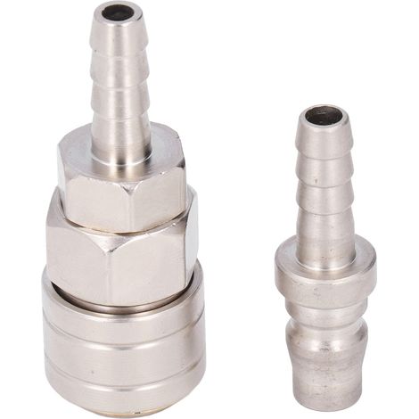 Raccord pneumatique rapide auto-bloquant en acier inoxydable nickelé, coupleur d'air à queue longue 8mm (SH+PH20), connecteur de tuyau mâle/femelle, étanche haute pression. (1/5)