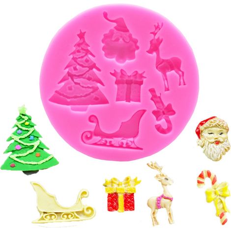 Moule en silicone pour Noël Moule à chocolat et fondant décorations multiples DIY (17) (1/4)