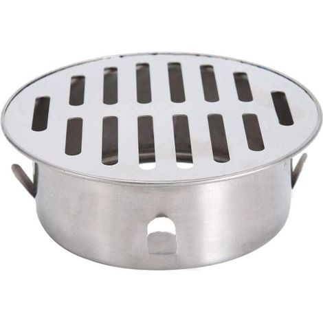 Siphon de sol en acier inoxydable, évier de balcon rond anti-obstruction, siphon de sol amovible pour jardin extérieur, tuyau d'évacuation, tuyau d'échappement, toit, balcon (110 bouche plate) (1/4)