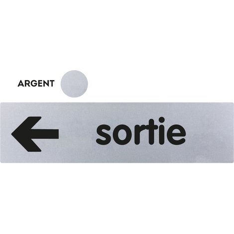 Plaque de porte Sortie flèche à gauche - Classique argent 170x45mm - 4321158