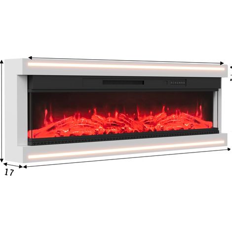 Chimenea eléctrica de pared, con ajustes de calefacción regulables, color blanco - 50 pulgadas (1/2)