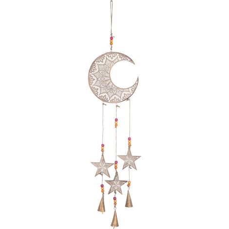 Mobile Bohème Lune et Etoiles pour Décoration Enfant en Bois, Idéal pour Chambres d'Enfants et de Bébés (1/3)