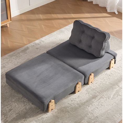 Sillón cama individual plegable de pana, 90x86x84 cm, gris oscuro OKMYHOME (1/5)