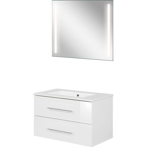 Fackelmann B.perfekt Badmöbel Set 3-teilig, 80 cm, Weiß, LED-Spiegel-09823 (1/5)
