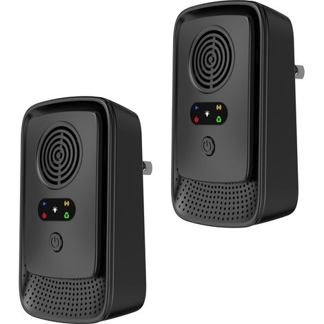 Ultrasonic Repellent with 3 Operating Modes, Silent Mode, Effective Against Rats, Rodents, Mice, Ants, Spiders, Mosquitoes, Cockroaches, Non-Toxic, Radiation-Free, 2 Pack (Black-5)
