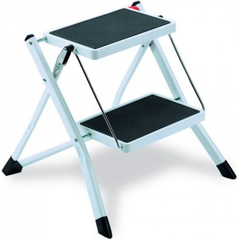 Sgabello salvaspazio in acciaio due gradini antiscivolo 49x49x44,5h cm Fredi Revete