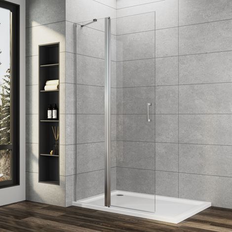 Walk in Duschwand 100x185 cm Pendeltüren Dusche Duschtrennwand 6mm ESG-Sicherheitsglas mit Nano Beschichtung (1/4)